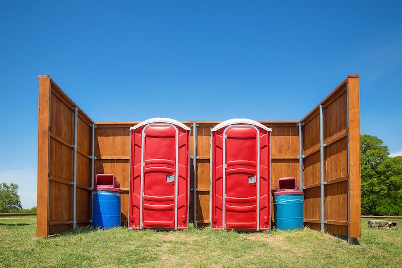 Short-term porta potty units staged for delivery in Aiken, South Carolina